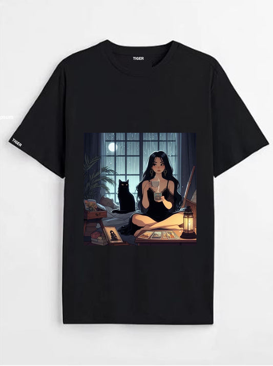 Tiger Store Round Neck Half Sleeve Oversized Printed T-shirt