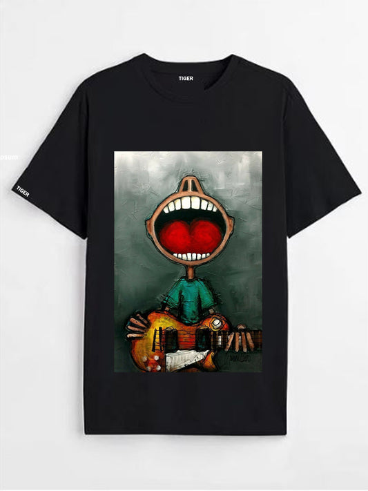 Tiger Store Round Neck Half Sleeve Oversized Printed T-shirt
