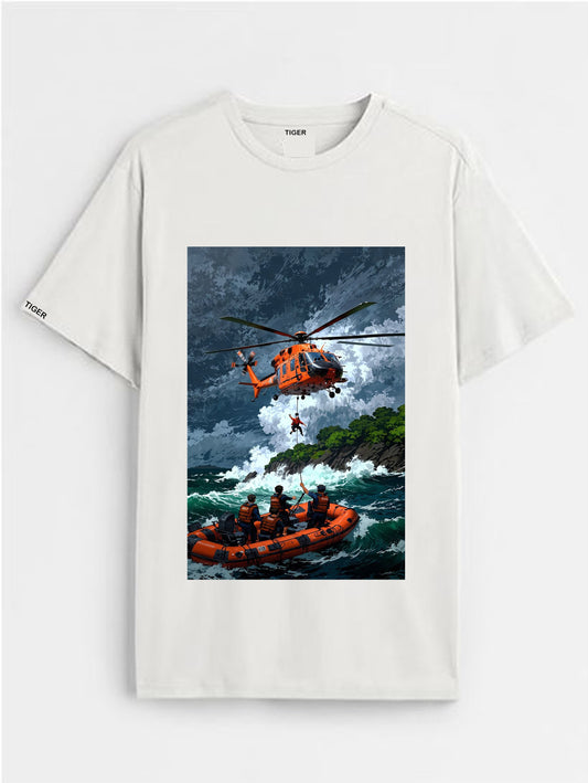 Tiger Store Round Neck Half Sleeve Oversized Printed T-shirt